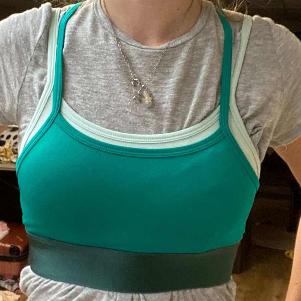 Green fabletics sports bra